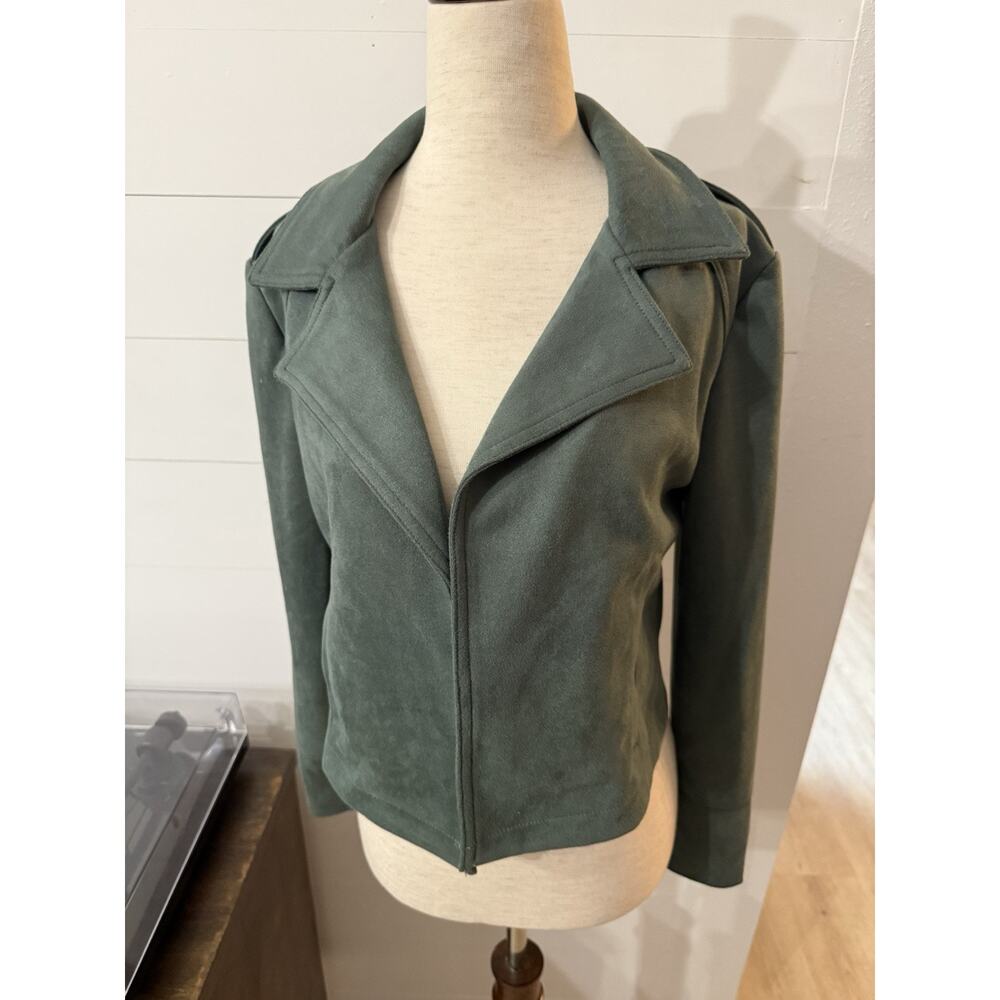 Green faux suede philosophy jacket